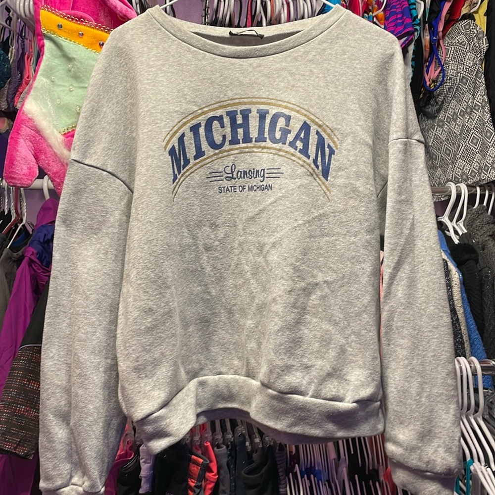 Michigan Lansing state of Michigan SHEIN grey crop sweatshirt size Large